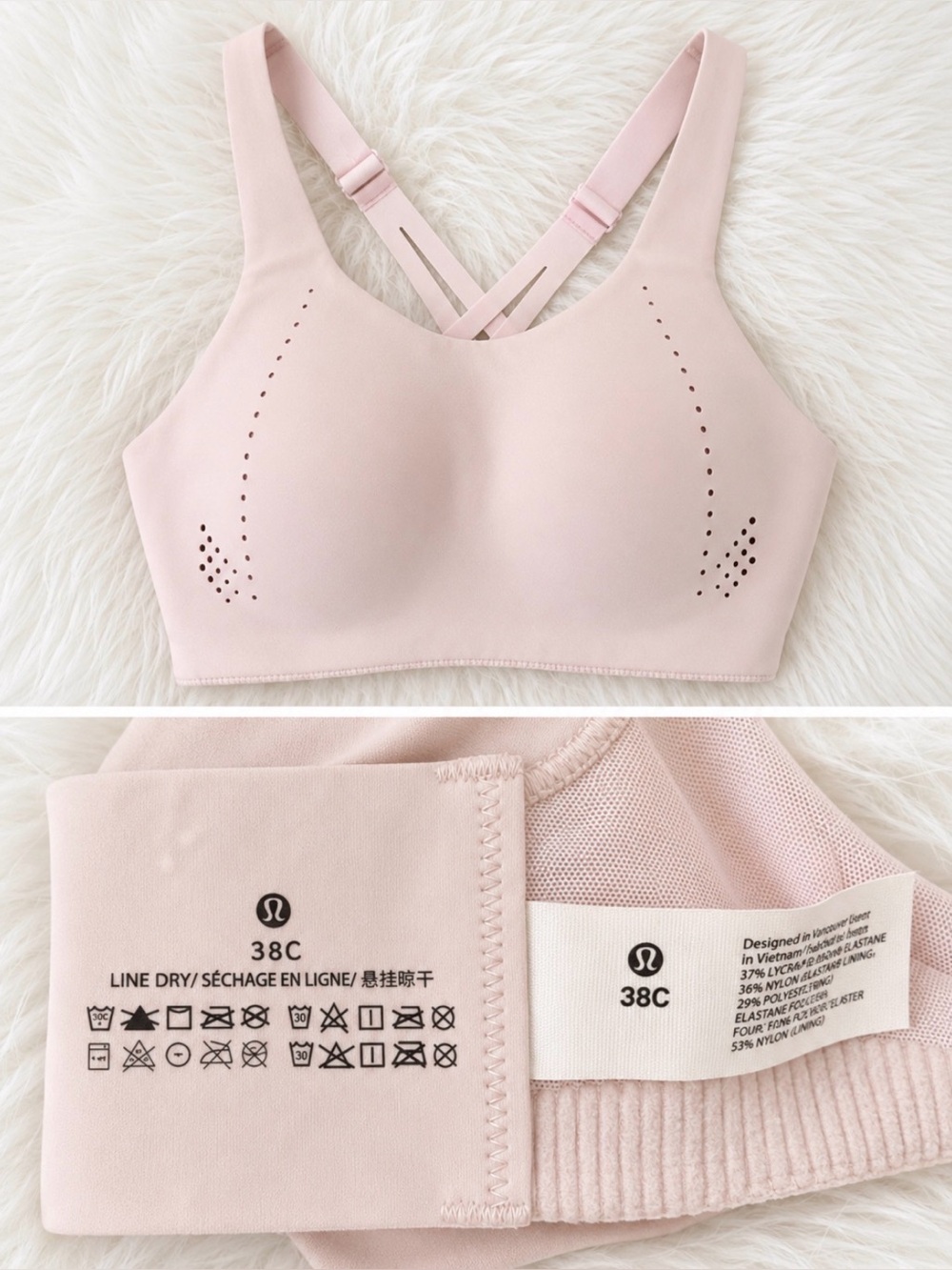 lululemon athletica Light Pink Padded Sports Bra - 38C
